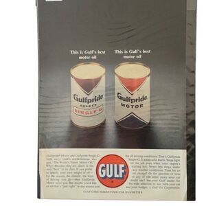 Vintage 1963 Gulf Care Makes Your Car Run Better Ad Advertisement